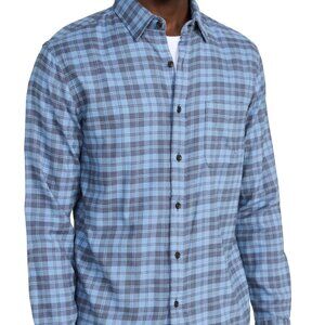 Faherty Plaid Shirt Men Medium Blue Coastal Soft Button Down Casual Smart